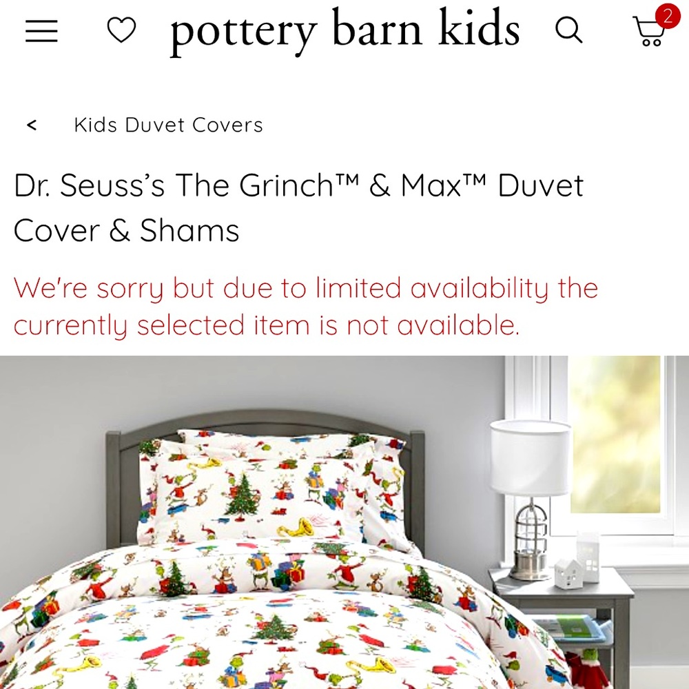 Pottery Barn Grinch bedding